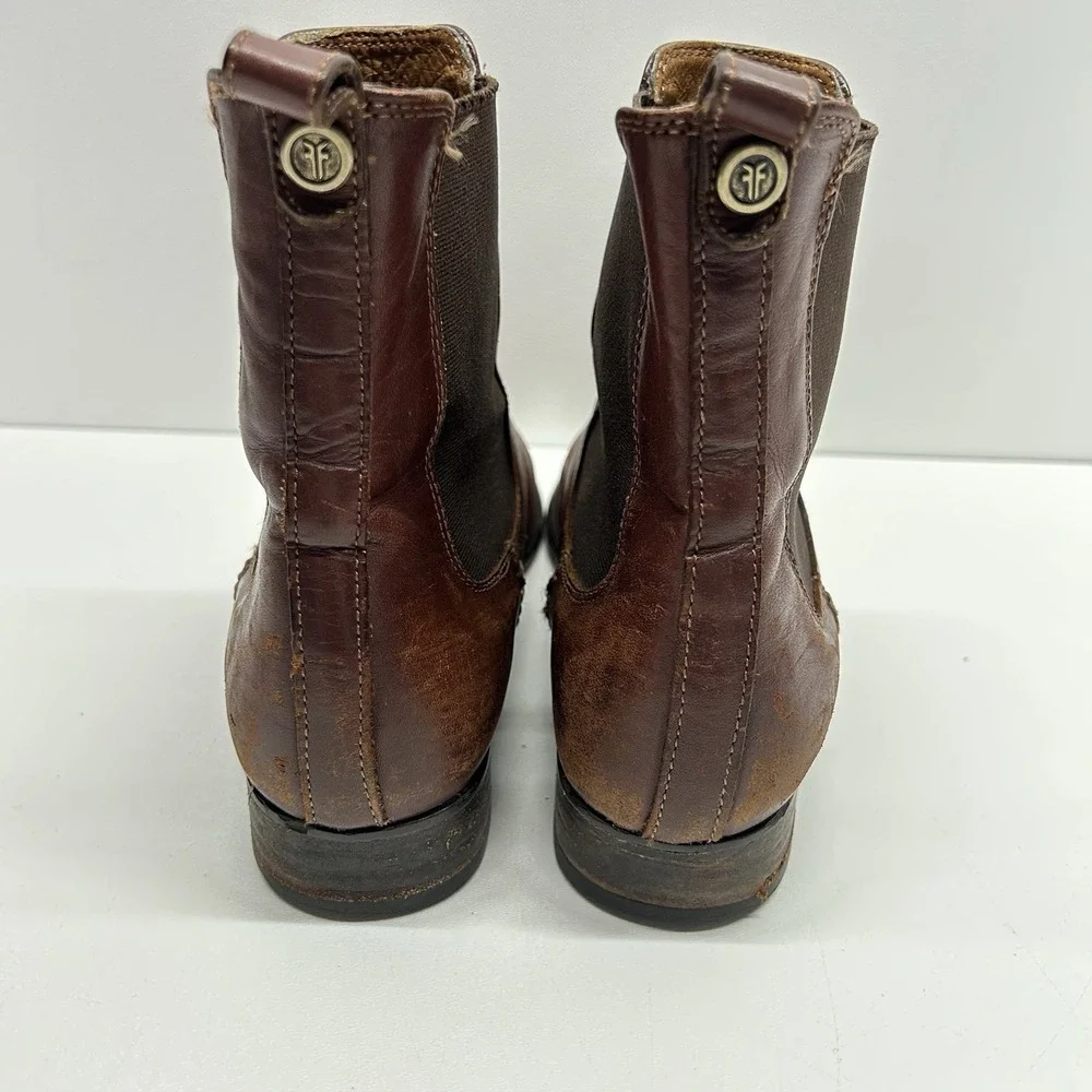 Frye Womens Melissa Chelsea‎ Boot Size 7 B Cognac Leather Pull On Bootie